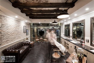 杭州美食復古理發店裝修設計案例 國富裝飾